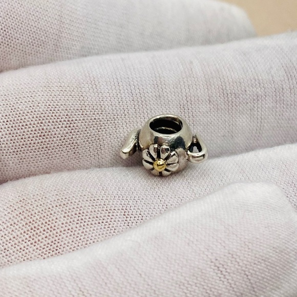 EUC Pandora 790250 Sterling Silver w/ 14k Yellow Gold Teapot Bead - Retired - Picture 4 of 14